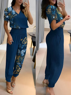 Monna - Lässiges und elegantes Set für Damen in Blau mit Muster 2