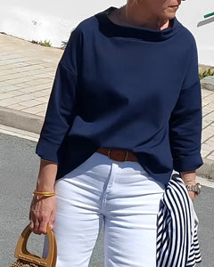 Amyra - Damen Elegantes Oberteil in Marineblau