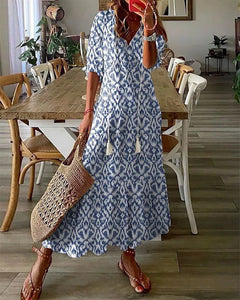 Darcy - Damen Langes Kleid in Blau