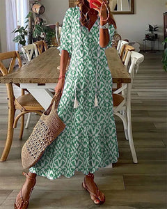 Darcy - Damen Langes Kleid in Grün