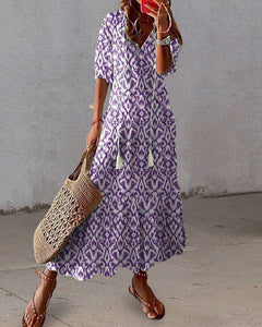 Ava - Elegantes Boho-Kleid mit Bauchabdeckung in Lila
