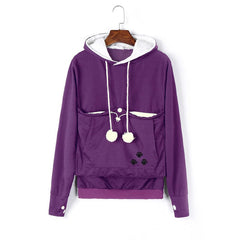 Kim - Einfarbiger Pullover mit Tiermütze in Lila