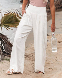 Quinley - Leinenhose mit Stretch in Weiß