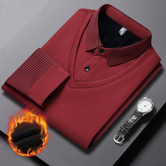 Striped Lapel Two-piece Shirt in Red
