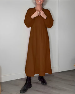 Pia - Wirbelmuster - Maxikleid in Braun