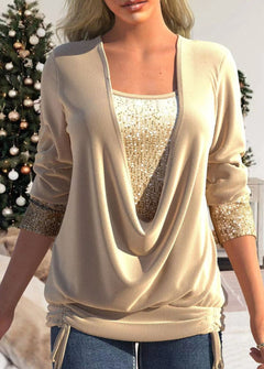 Edith - Glitzertop in Beige