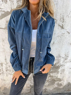 Adelaida | Lässige Kapuzenjacke mit Reißverschluss in Blau