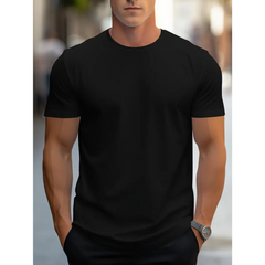 Brian - Klassisches Herren-T-Shirt mit kurzen Ärmeln in Schwarz