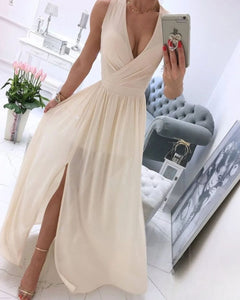 Julia® | Ärmelloses Strandkleid für Damen mit tiefem V-Ausschnitt in Aprikose