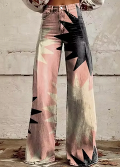 Anzhela - Weite Hose mit buntem Druck in Multicolor 10