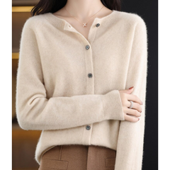 Olivia - Cardigan aus weicher Kaschmirwolle in Khaki