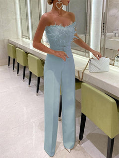 Frola - Eleganter Jumpsuit mit Schlauchtop in Blau