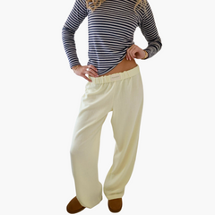 Damen Loungehose mit elastischem Bund und weitem Bein in Gelb