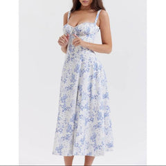 Paula | Exklusives Midi-Kleid mit Korsett in Blau