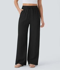 Elena | Bequeme Leinenhose mit fließender Passform in Schwarz