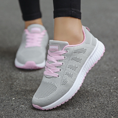 Damen Sportschuhe mit Schnürung | Leichte Fitnessschuhe für Alltag in Grau-Rosa