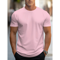 Brian - Klassisches Herren-T-Shirt mit kurzen Ärmeln in Rosa