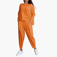 Anna | Bequemes Zweiteiliges Set mit Rundhalsausschnitt in Orange