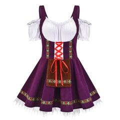 Damen Mini Dirndlkleid in Kurzform | Trachtenkleid mit klassischen Elementen in Lila