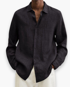 Herren Elegante Freizeit Hemd | Lange Ärmel in Schwarz