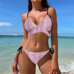 Jara® | Bikini-Badeanzug mit Schlangenhautmuster in Rosa