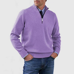Pullover Herren Half Zip Modern | Warm Komfort Freizeit in Lila