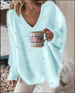 Jella - Langärmeliges Pullover in Hellblau