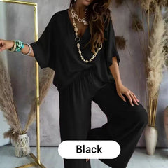 Women’s Casual Loose Solid Color Suit in Black