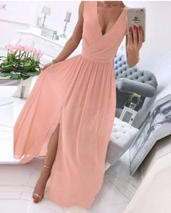 Julia® | Ärmelloses Strandkleid für Damen mit tiefem V-Ausschnitt in Hellrosa