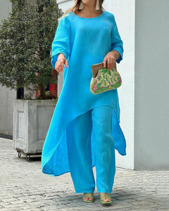 Damen Bequemes Trendiges Freizeitset | Sommerlich in Blau