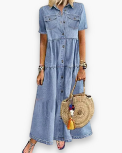 Damen Elegantes Maxi Kleid | Vielseitig in Hell Blau