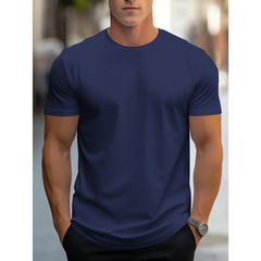 Brian - Klassisches Herren-T-Shirt mit kurzen Ärmeln in Marineblau
