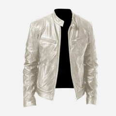 Norris - Lässige und schmal geschnittene Lederjacke für Herren in Silber