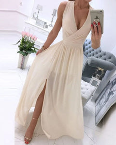 Julia® | Ärmelloses Strandkleid für Damen mit tiefem V-Ausschnitt in Khaki