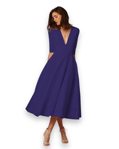 Damen Elegantes Festliches Kleid | Ärmellos Maxi in Dunkel Blau