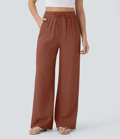 Elena | Bequeme Leinenhose mit fließender Passform in Rot