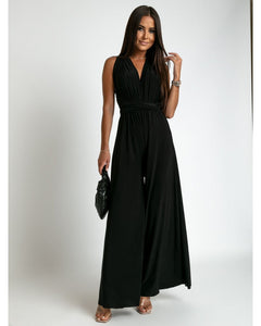 FlairFashion - Ärmelloser V‑Ausschnitt‑Jumpsuit in Schwarz