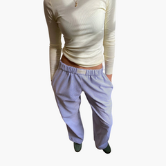 Damen Loungehose mit elastischem Bund und weitem Bein in Blau