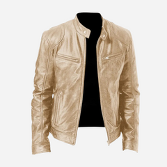 Norris - Lässige und schmal geschnittene Lederjacke für Herren in Gold
