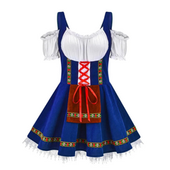 Damen Mini Dirndlkleid in Kurzform | Trachtenkleid mit klassischen Elementen in Blau