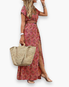 Frauen’s Elegantes Sommerkleid | Maxi in Dunkel Rot