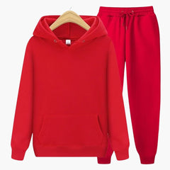 Herren Jogginganzug mit Kapuzenpullover und Bündchenhose in Rot