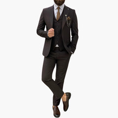 Slim Fit Anzug Set - Herrenanzug 3-teilig für Abendmode in Kaffee
