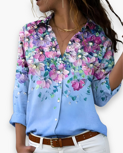 Damen Lässige Druckbluse | Zeitloser Stil in Blau