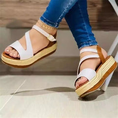 Roma® | Komfortable Plateau-Sandalen mit Hohlschnalle Damenschuhe in Weiß