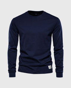 Eric | Herren Casual Slim Fit Langarm T-Shirt in Marineblau