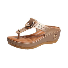 Alberte – Sommer-Keilabsatzschuhe – Offene Zehenpartie in Rose