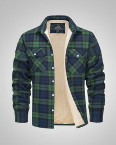 Julian | Herren Gefütterte Karierte Overshirt Jacke in Grün