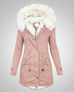Nele | Damen Gefütterte Winter Parka Jacke in Rosa