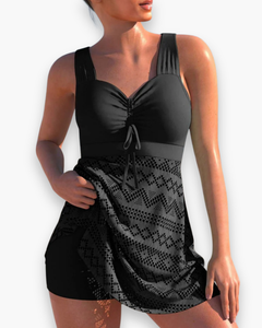 Damen Elegantes Gepolstertes Tankini-Set | Strandmode in Schwarz